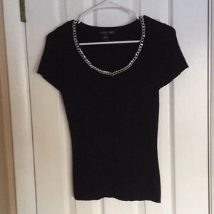 BOGO🛍.August Silk Black Knit Top - Cap Sleeve - S